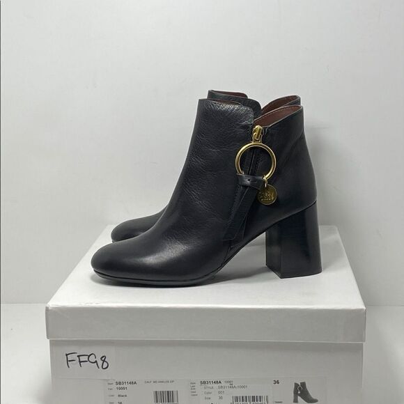 See by Chloé Louise Block-Heel Leather Ankle Boots size 36 - Picture 12 of 14